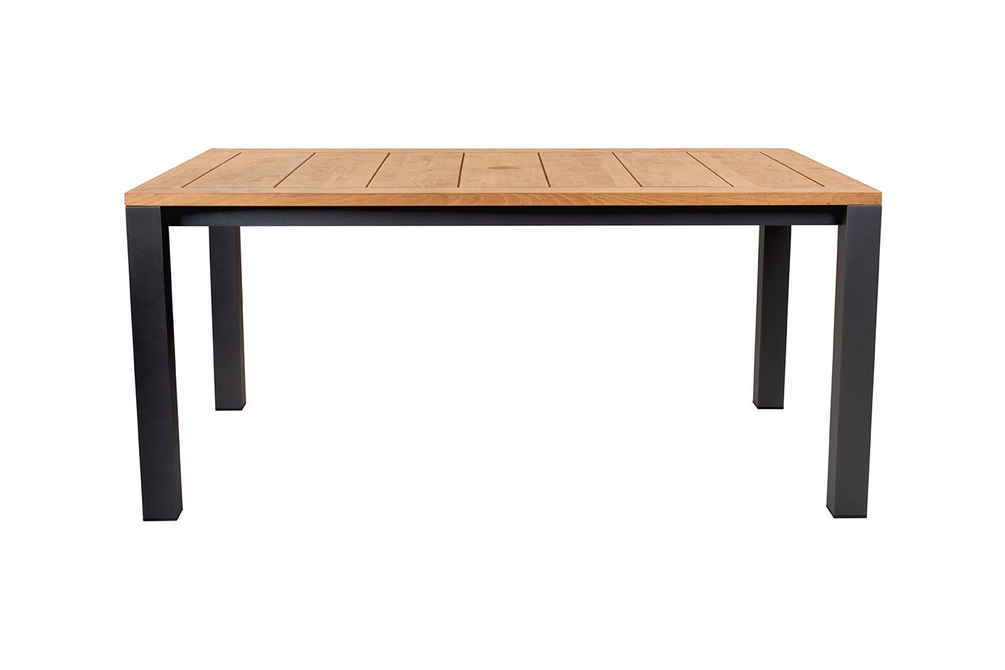 Elements Alu Dining Table 160x100cm (64"x39"), Teak Top, w. umbrella hole, Slate